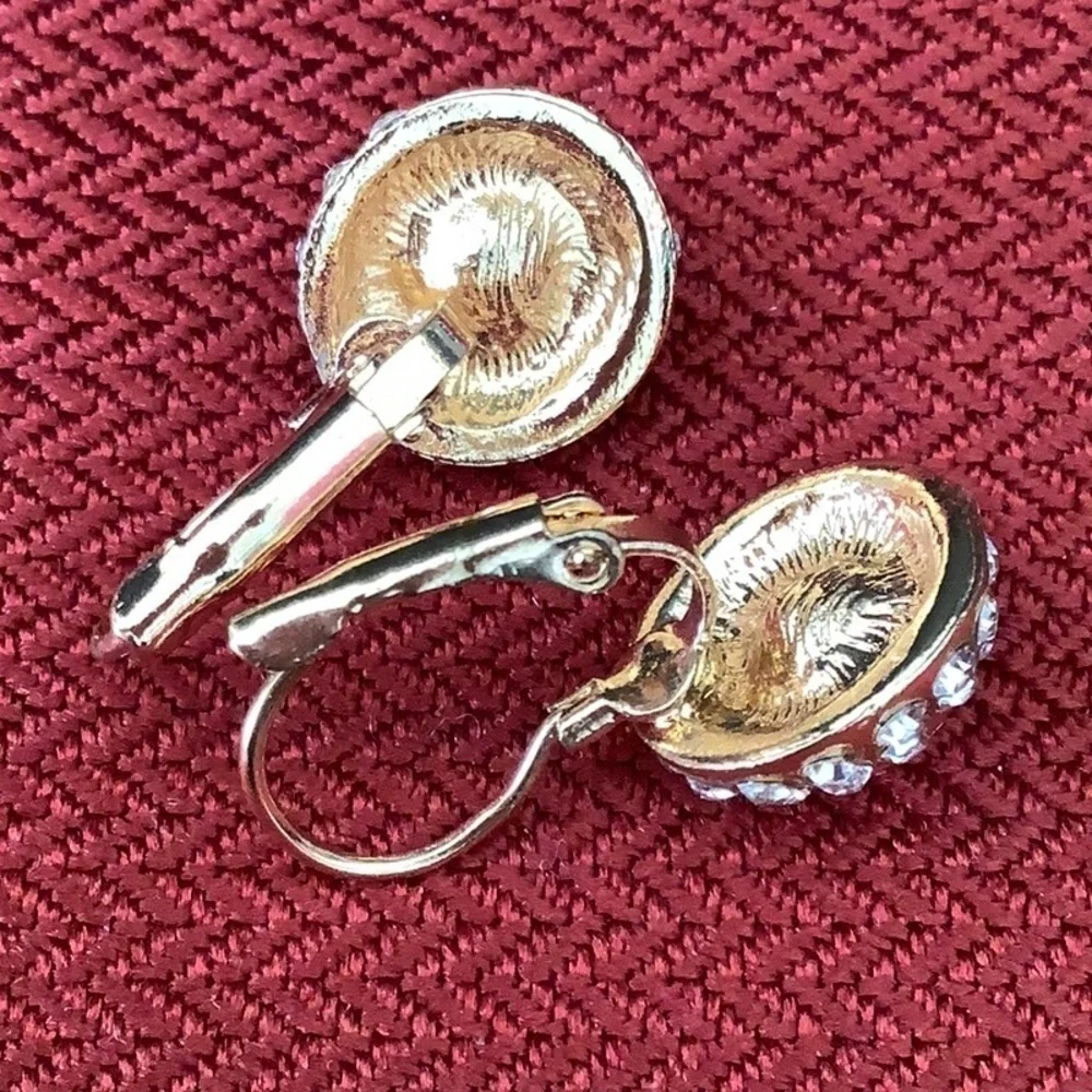 Red ruby or Garnet Earrings custom jewelry with faux diamonds